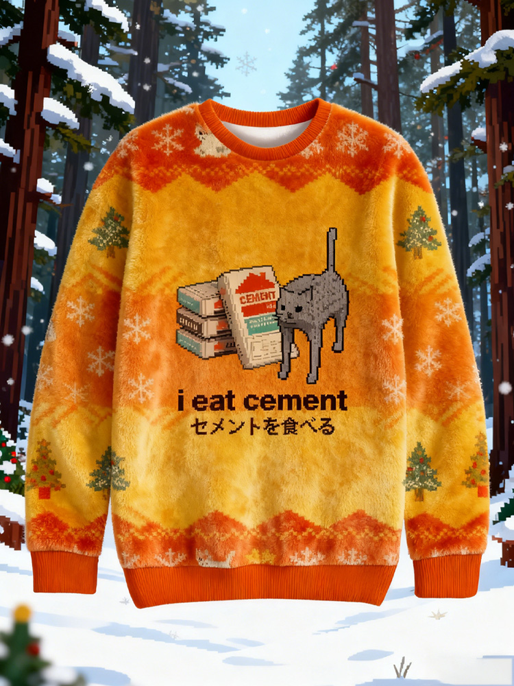 I Eat Cement Yellow Christmas Ugly Sweatshirt