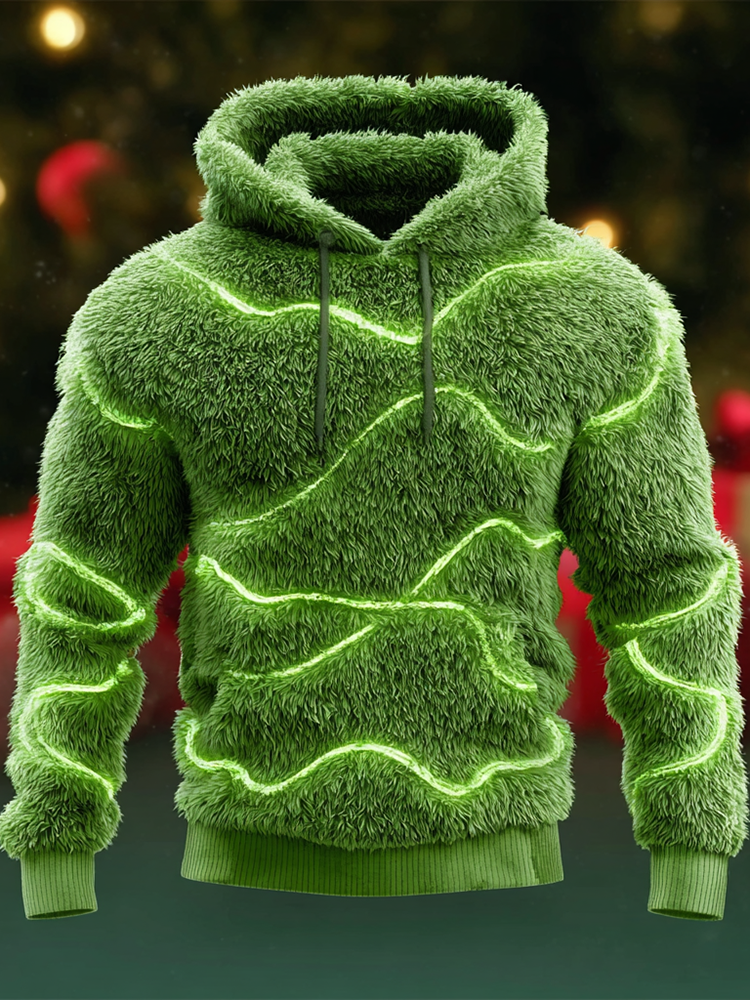 Christmas Lights Design Men's Winter Warm Flannel Sweatshirt