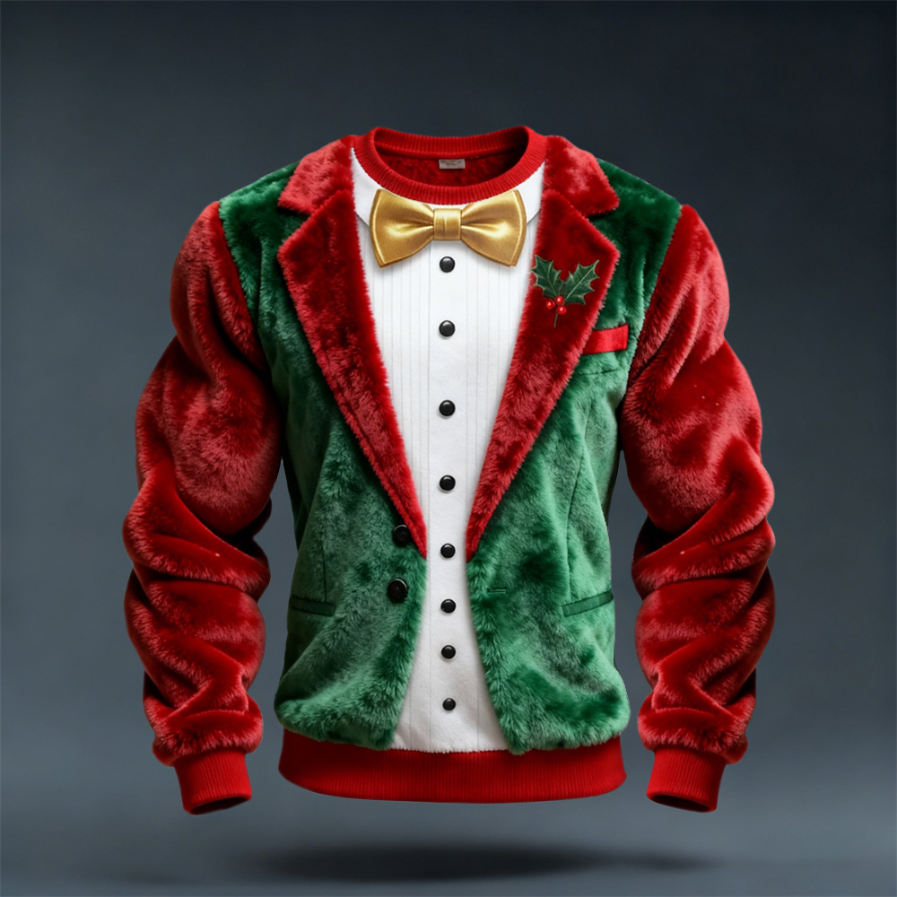 Christmas Two-piece Set Design Men's Flannel Sweatshirt