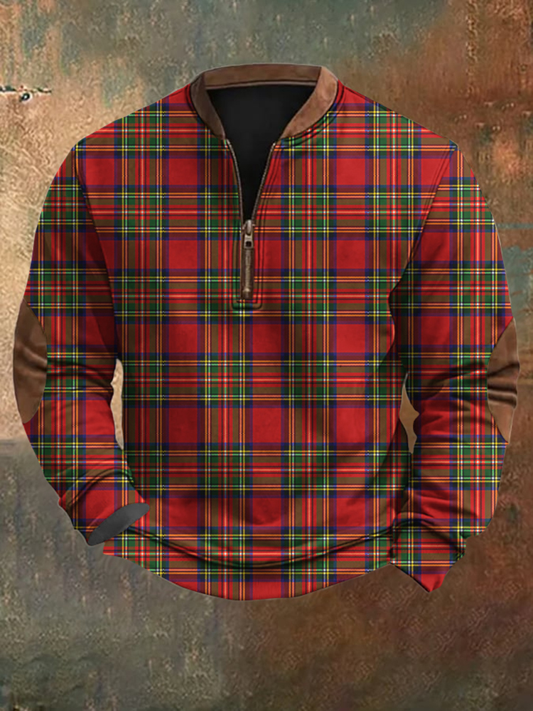 Men's Funny Christmas Plaid Printed Sweatshirt