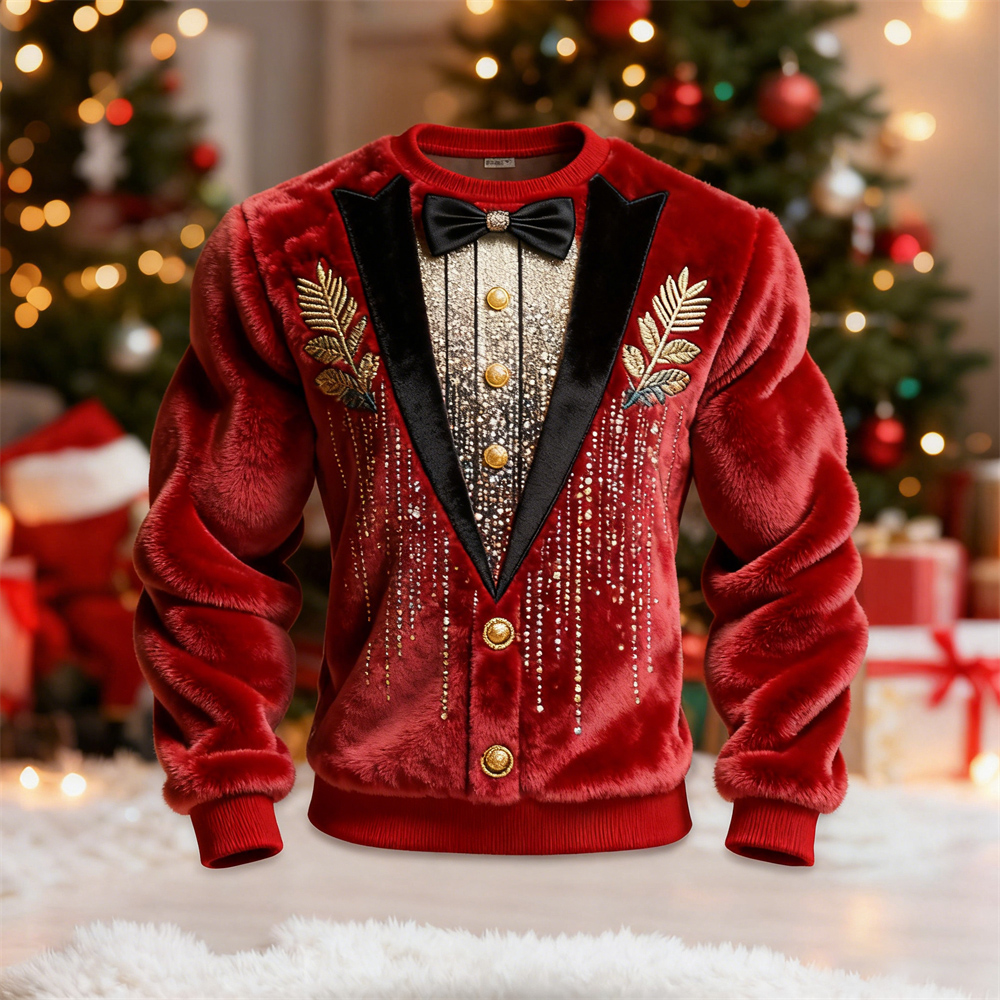 Christmas Two-piece Set Design Men's Flannel Sweatshirt