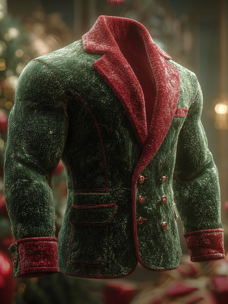 Men's Christmas Line Art Elegant Blazer Coat