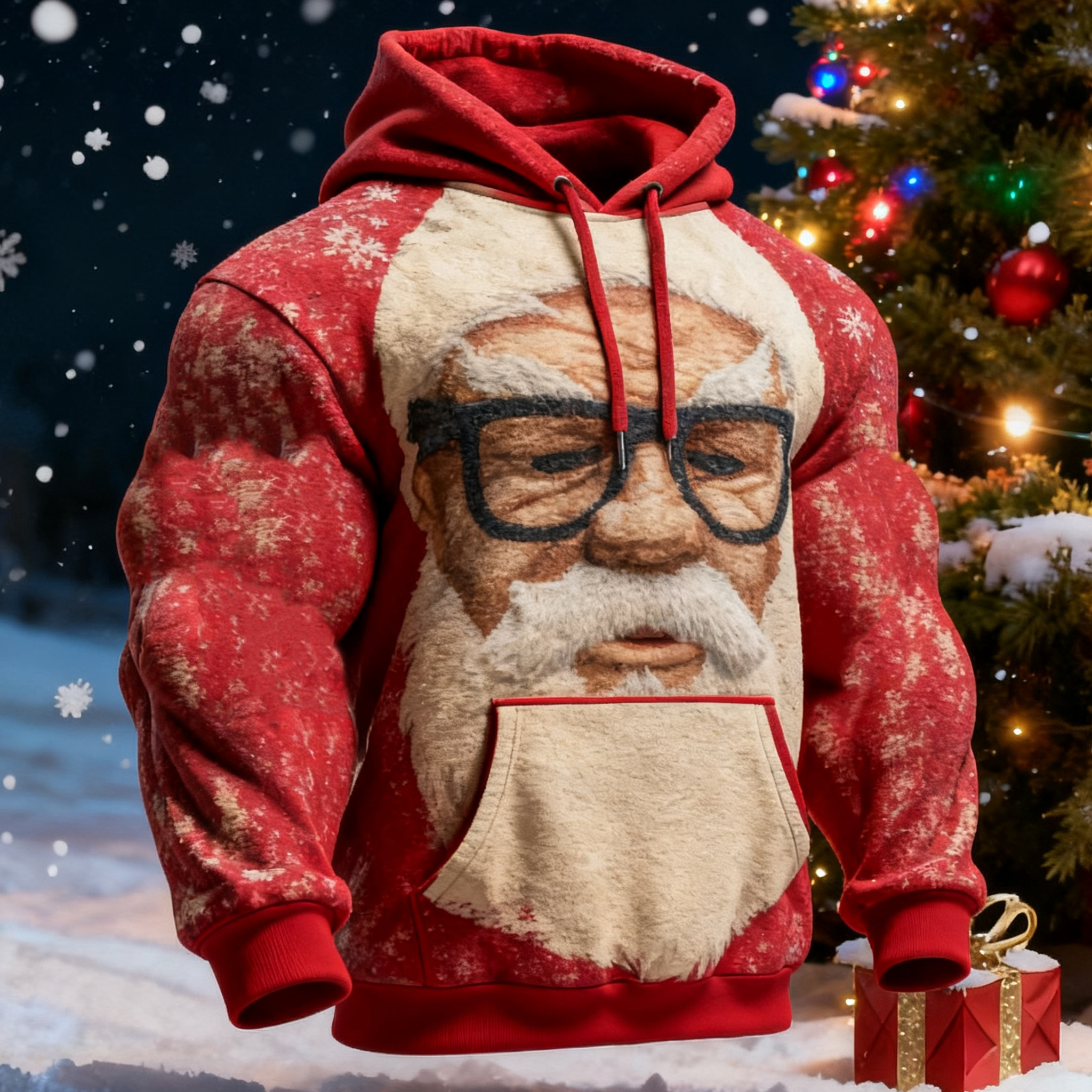 Men's Fun Melancholy Santa Claus Hoodie