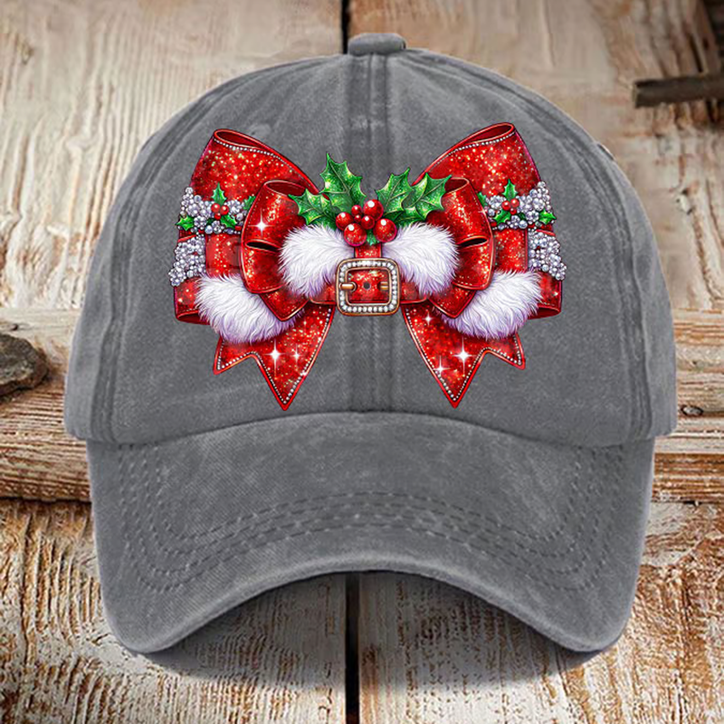 Unisex Christmas Bow Printed Hat