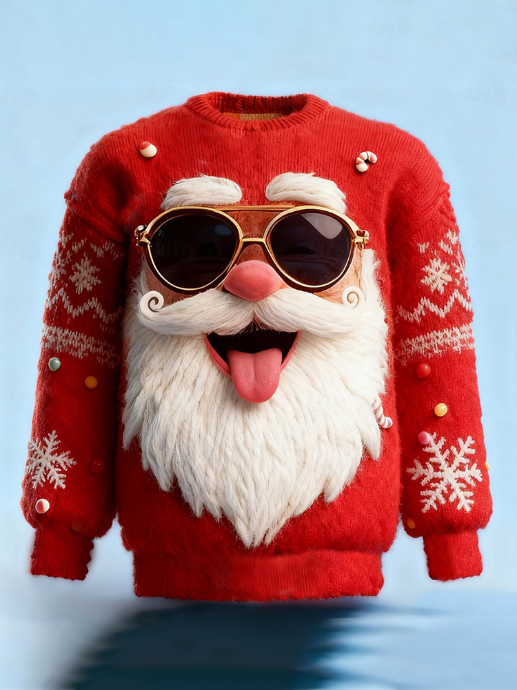 Men's Funny Santa Claus Plush Ugly Sweater