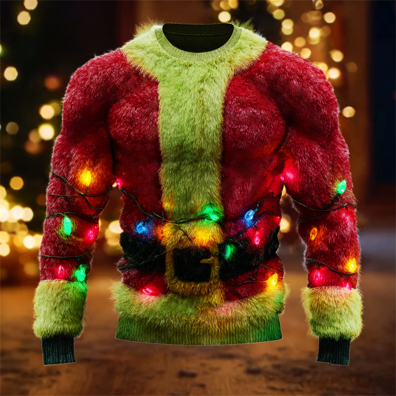 Men's Christmas Monster Santa Claus Cozy Plush Sweatshirt