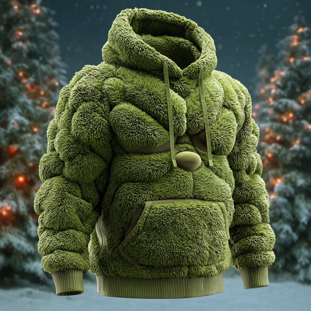 Line Art Flannel Warm Men's Pullover