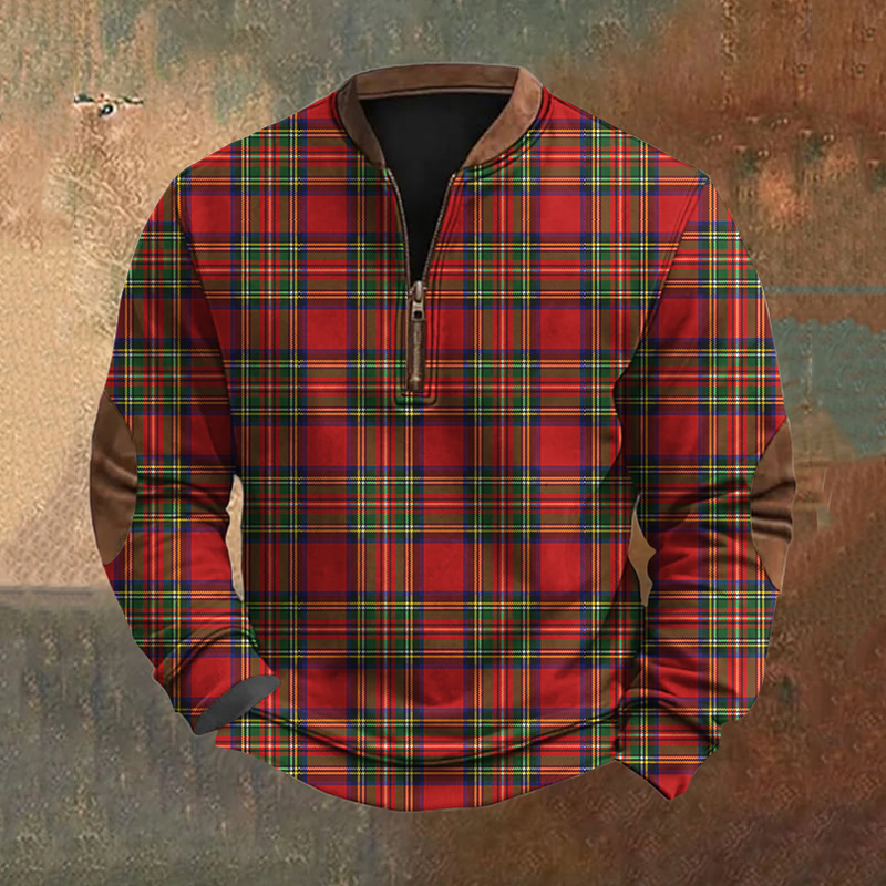 Men's Funny Christmas Plaid Printed Sweatshirt