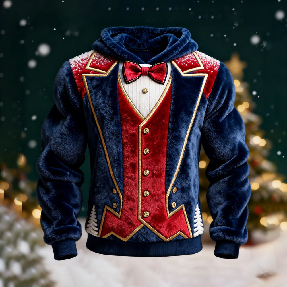 Christmas Two-piece Set Design Men's Flannel Sweatshirt