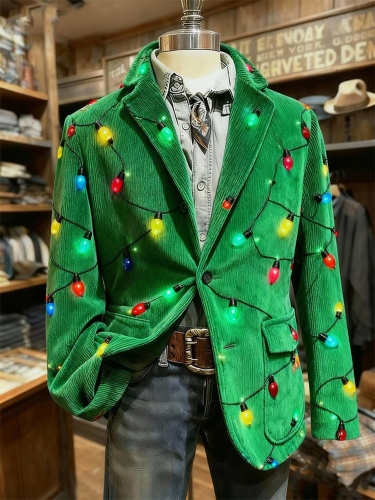 Men's Corduroy Christmas Lights Blazer