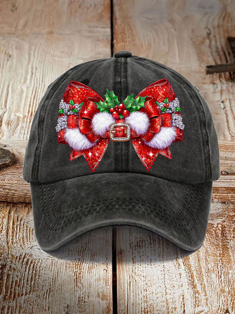 Unisex Christmas Bow Printed Hat