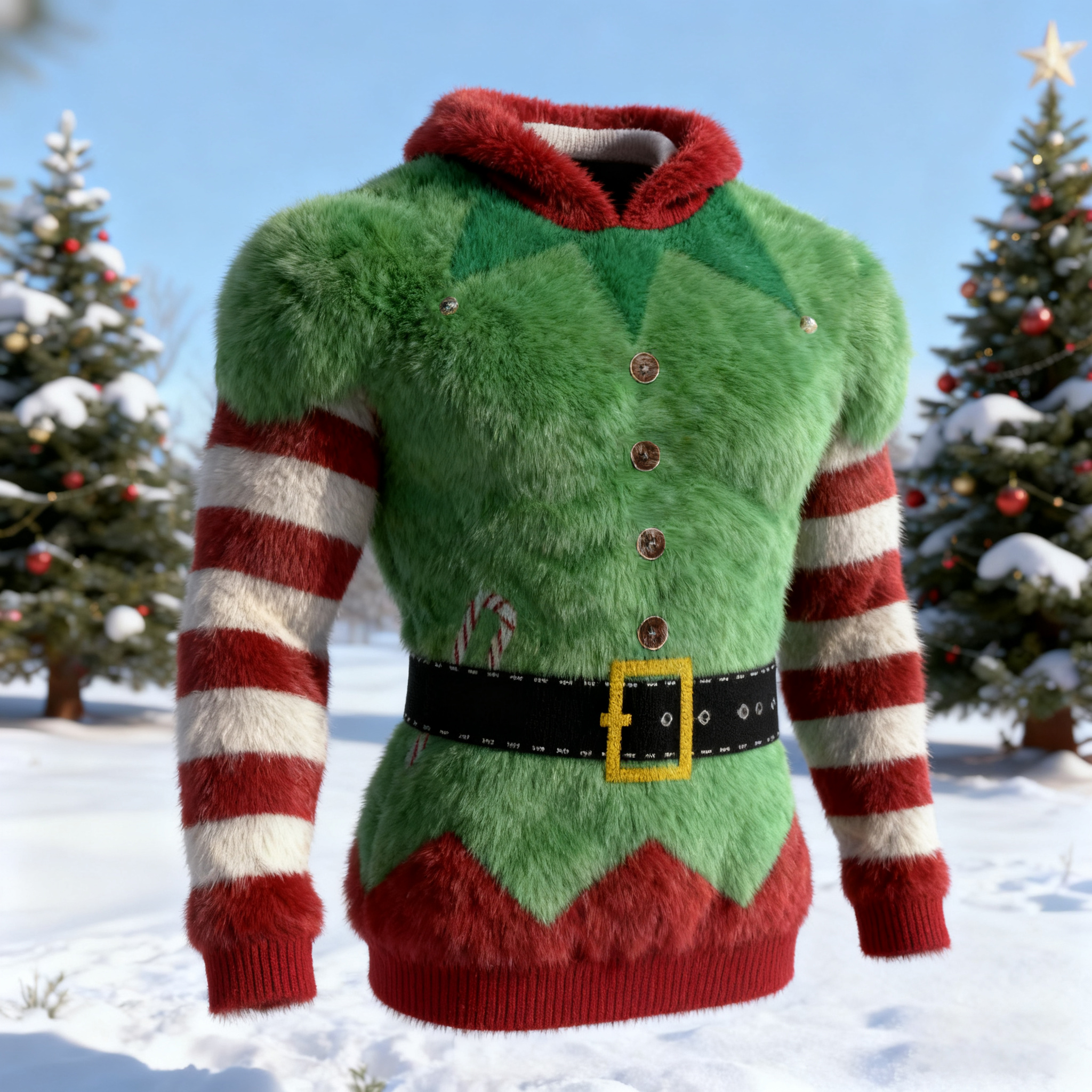 Men's Funny Christmas Cosplay Art Flannel Hoodie