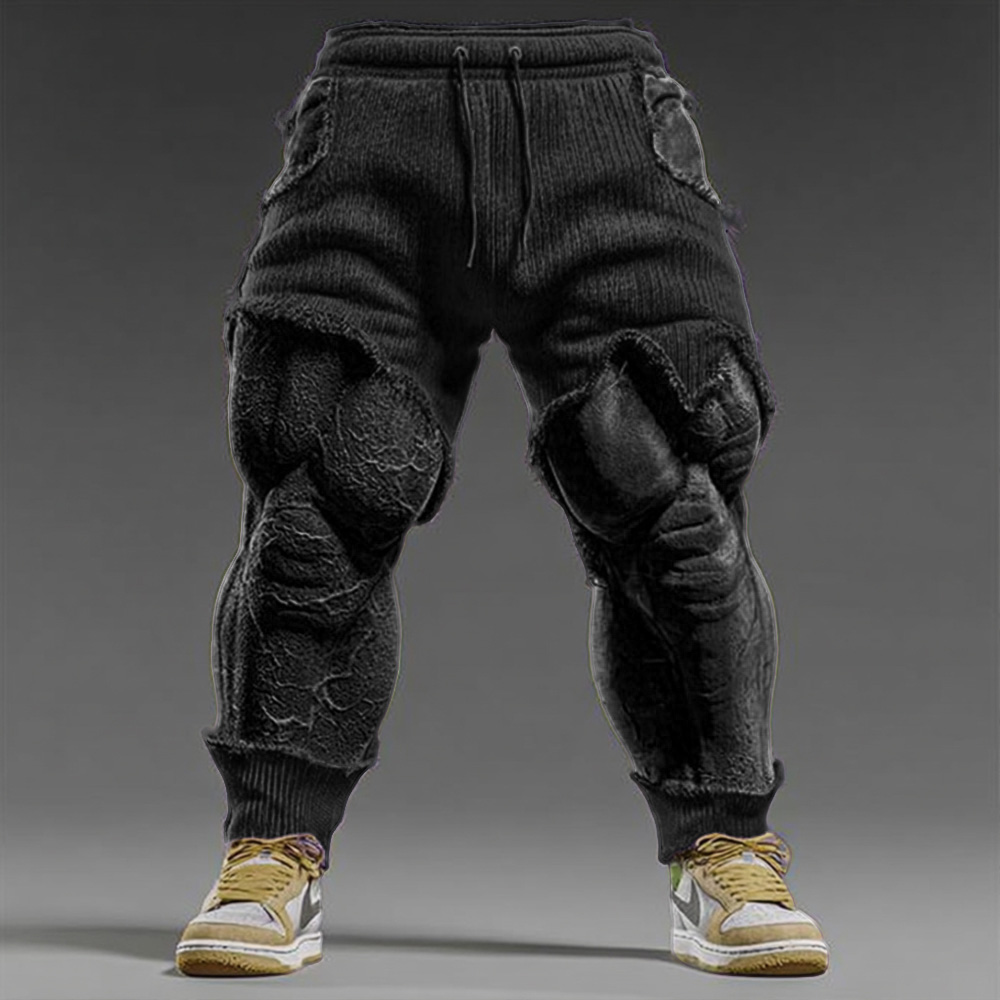 Men's Christmas Muscle Line Art Ripped Sports Pants