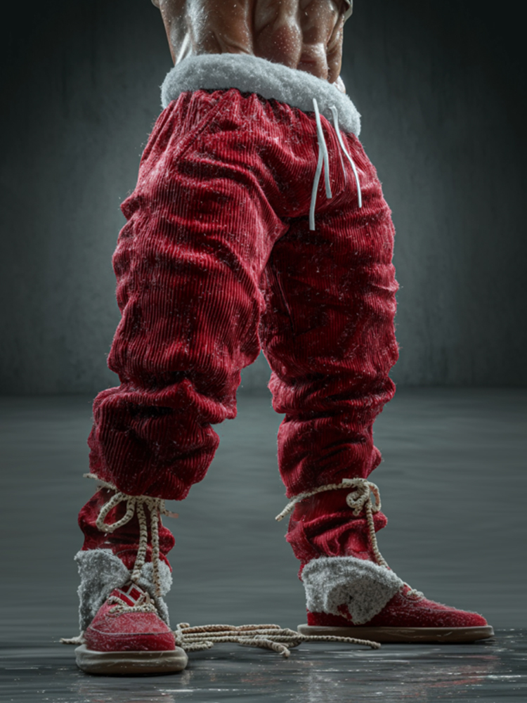 Christmas Santa Claus Outfit With Patchwork Casual Pants