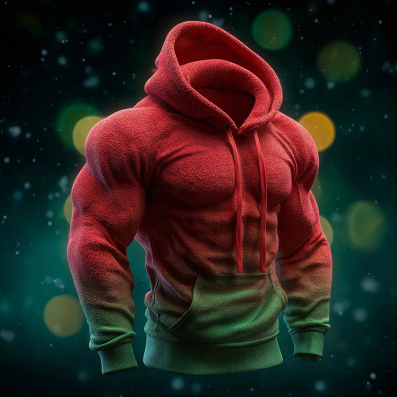 Retro Gradient Men's Hooded Flannel Sweatshirt