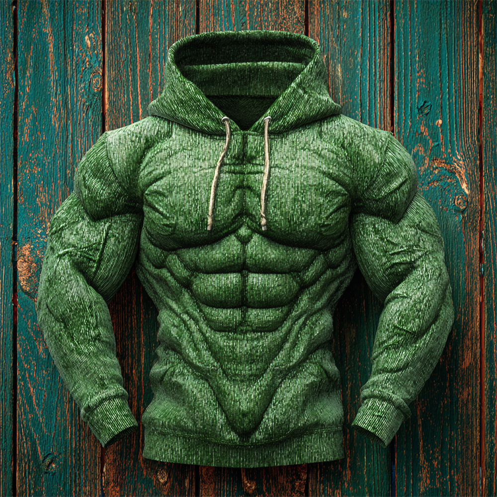 3d Cos Green Muscle Men's Hooded Sweatshirt