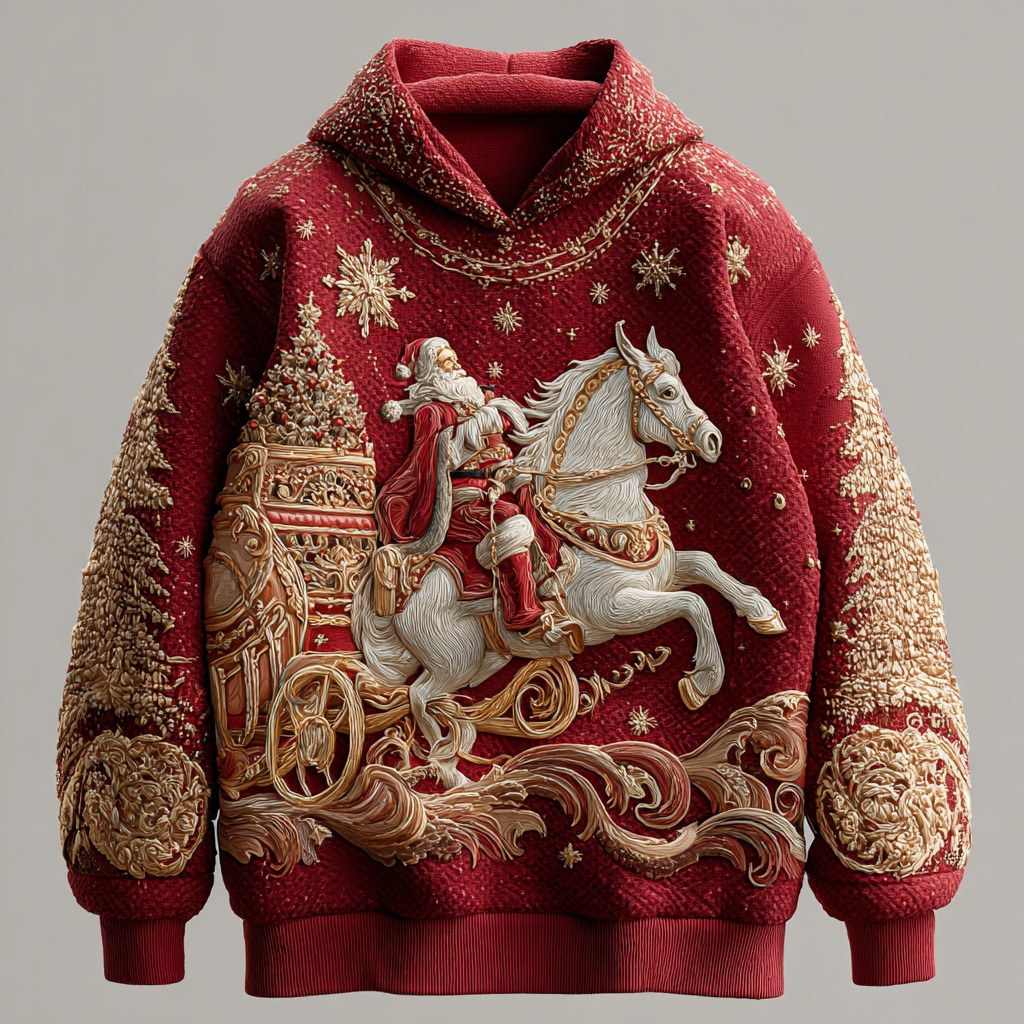 Christmas Santa Claus Art Knitted Hooded Sweater