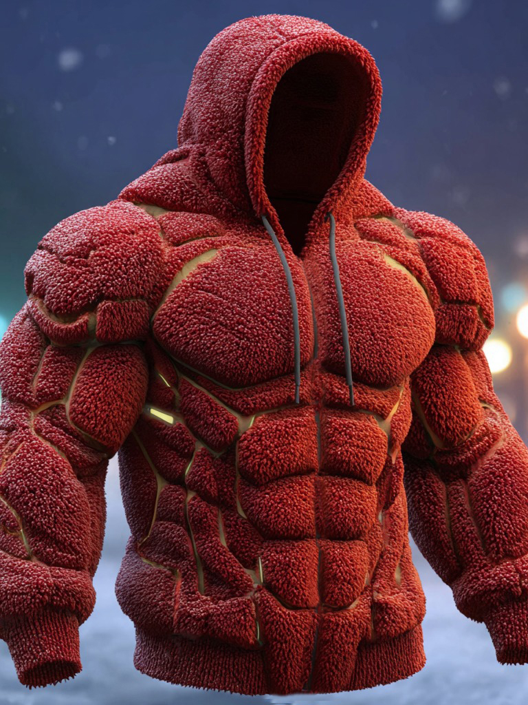 Line Art Flannel Warm Men's Flannel Hoodie