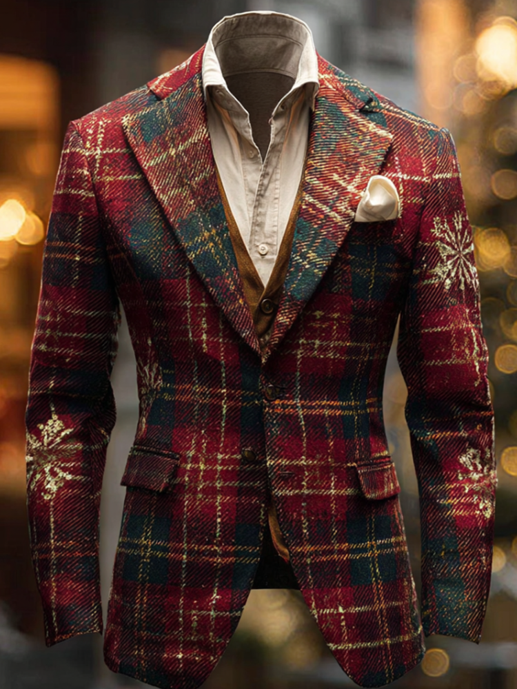 Men's Retro Checkered Suit Coat