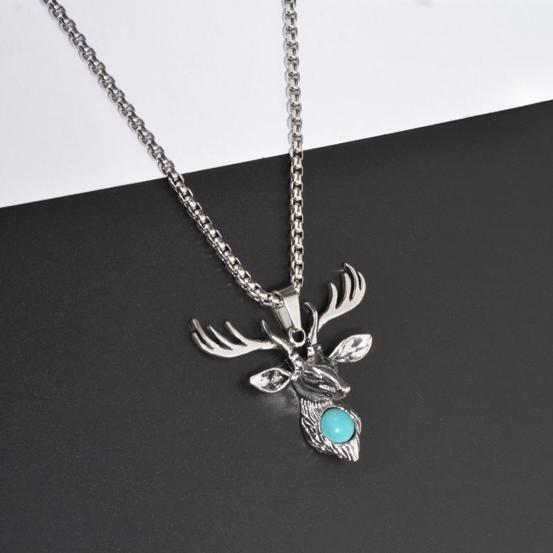 Merry Christmas Vintage Elk Necklace