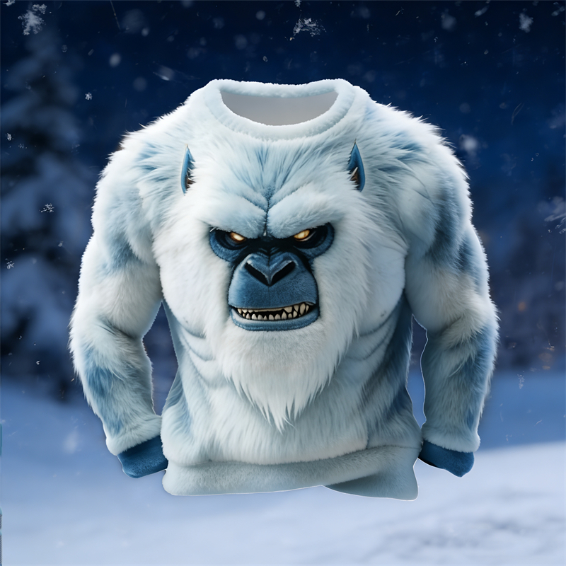 Men's Ice Monster Inspired Dyed Cozy Plush Sweatshirt