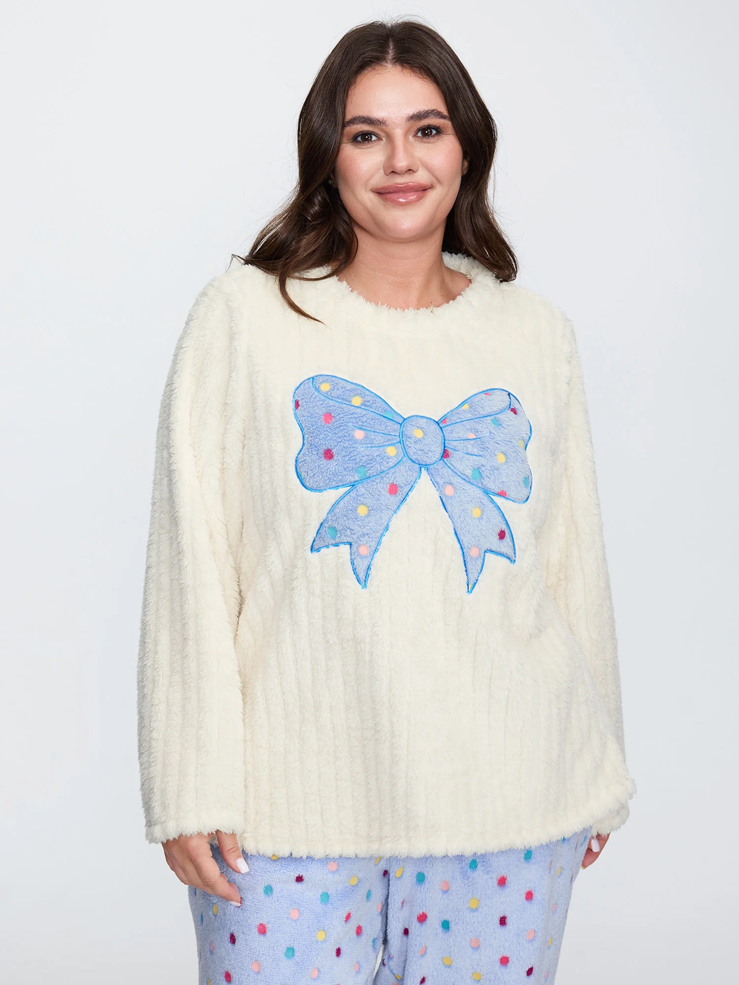 Bow Beautiful Applique Embroidery Lounge Top