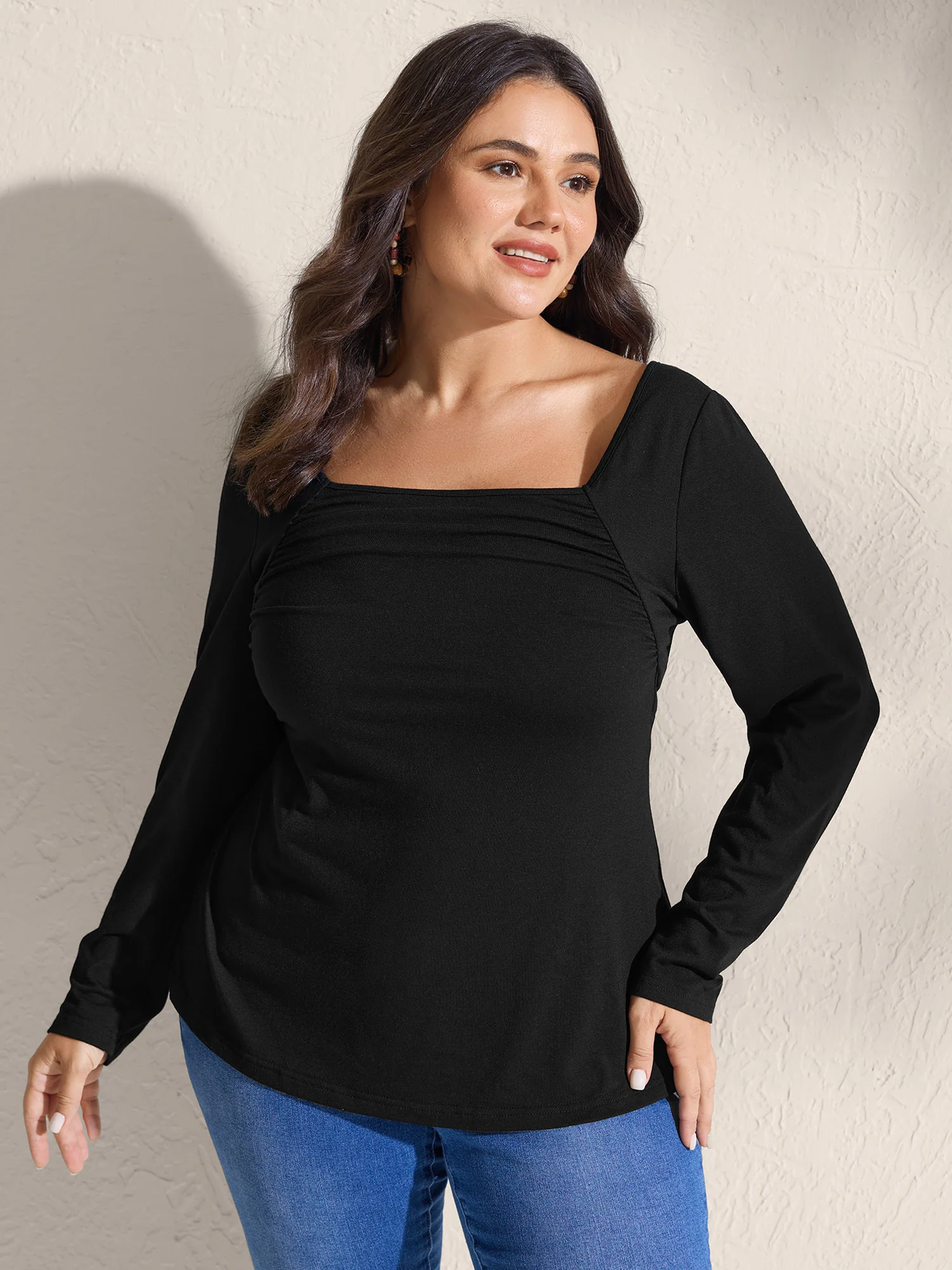 Supersoft Stretchy Pleated Bodice T-Shirt