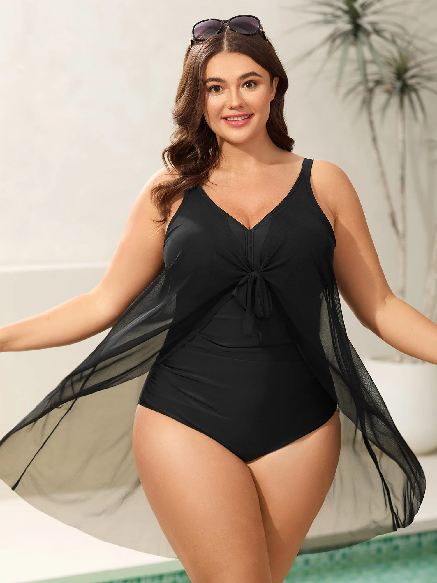 Knotted Front Extra Coverage One-Piece Swimsuit