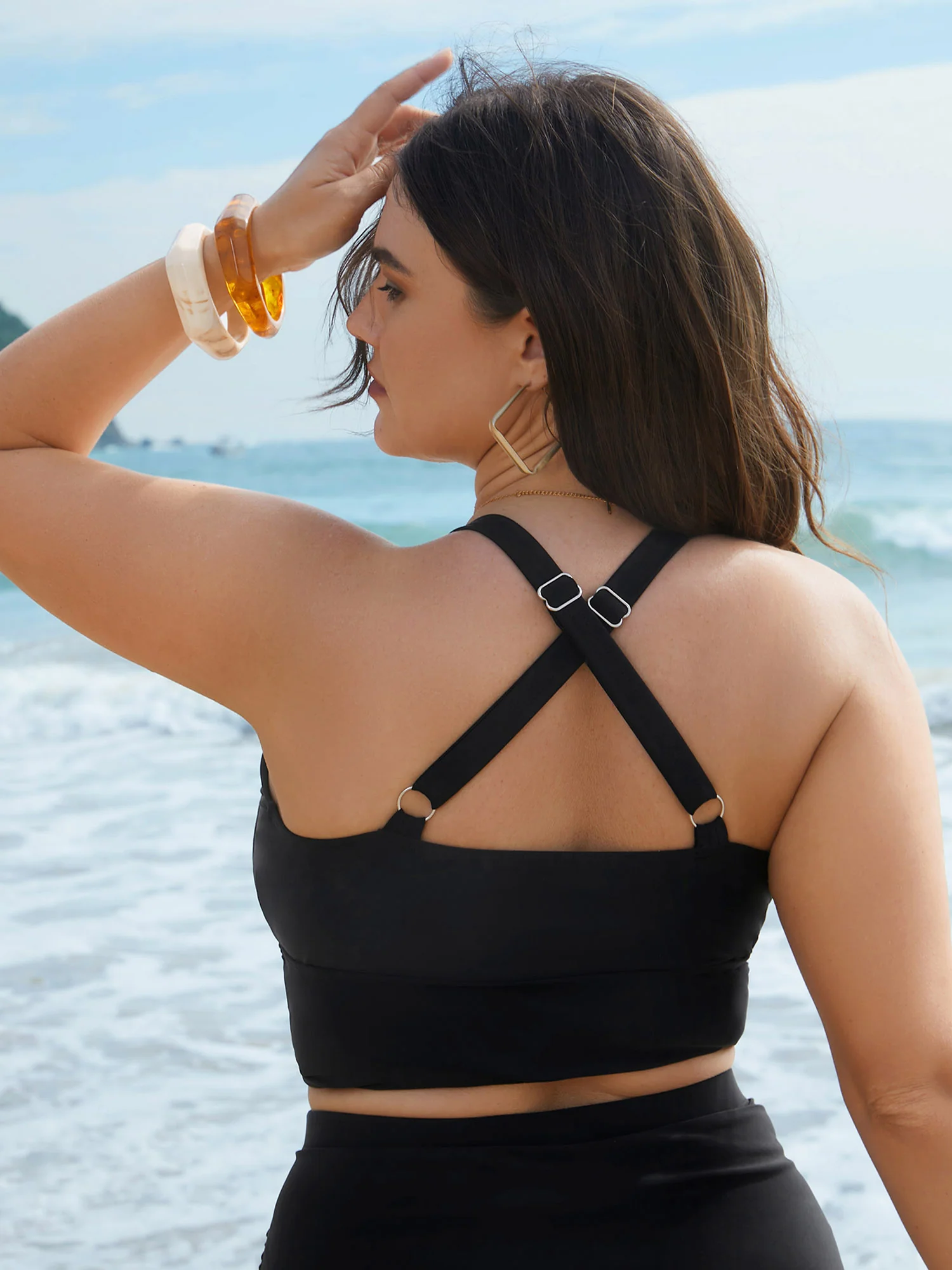 Cut-Out Twisted-Front Swim Top