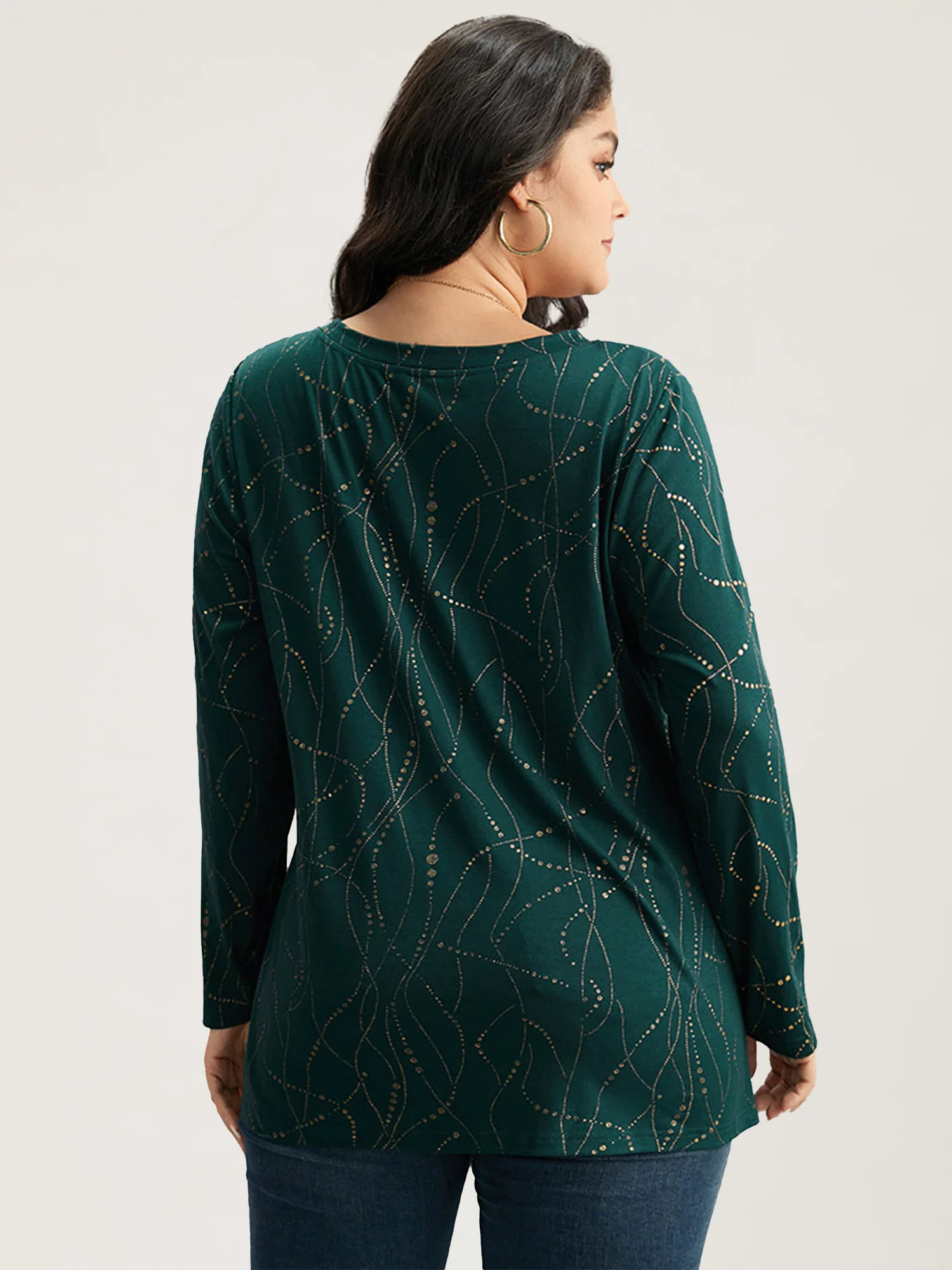 Polka Dot Contrast Round Neck T-shirt