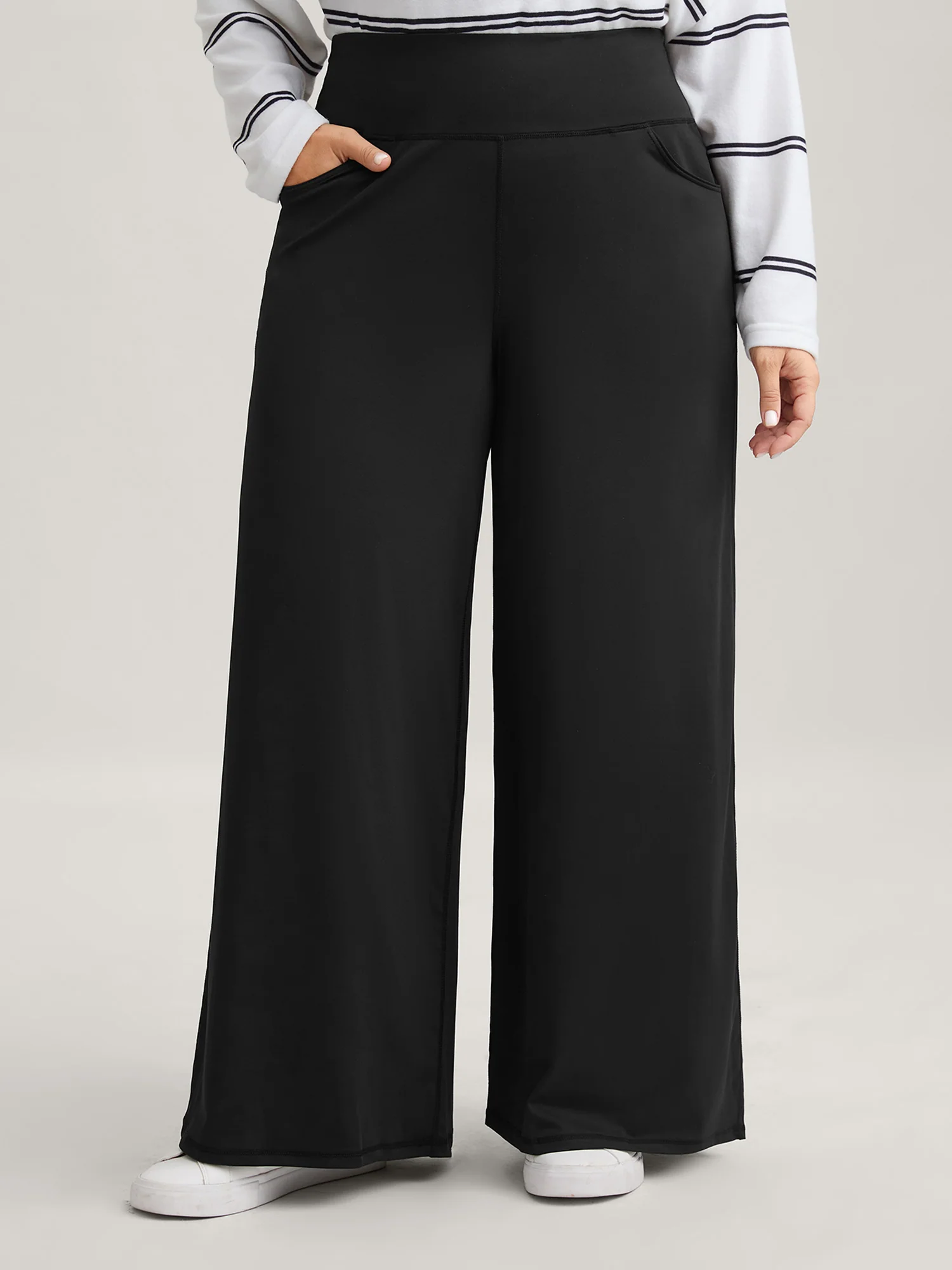 Super Stretchy Wide-Leg Casual Pocket Pants