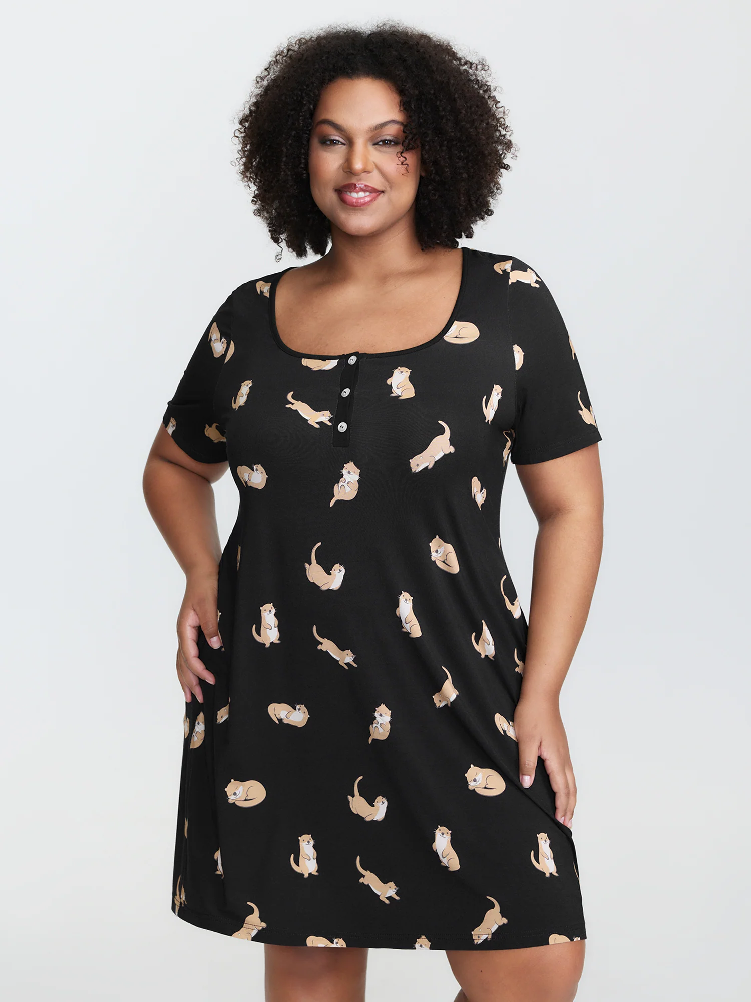 Otter Print Stretchy Lounge Dress
