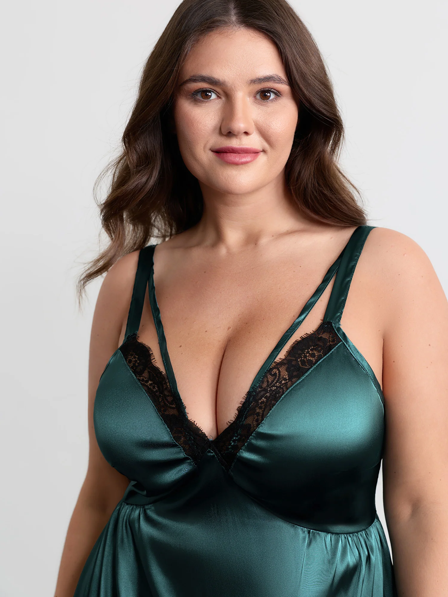 Satin Lace Trim Cut-Out Sleep Dress