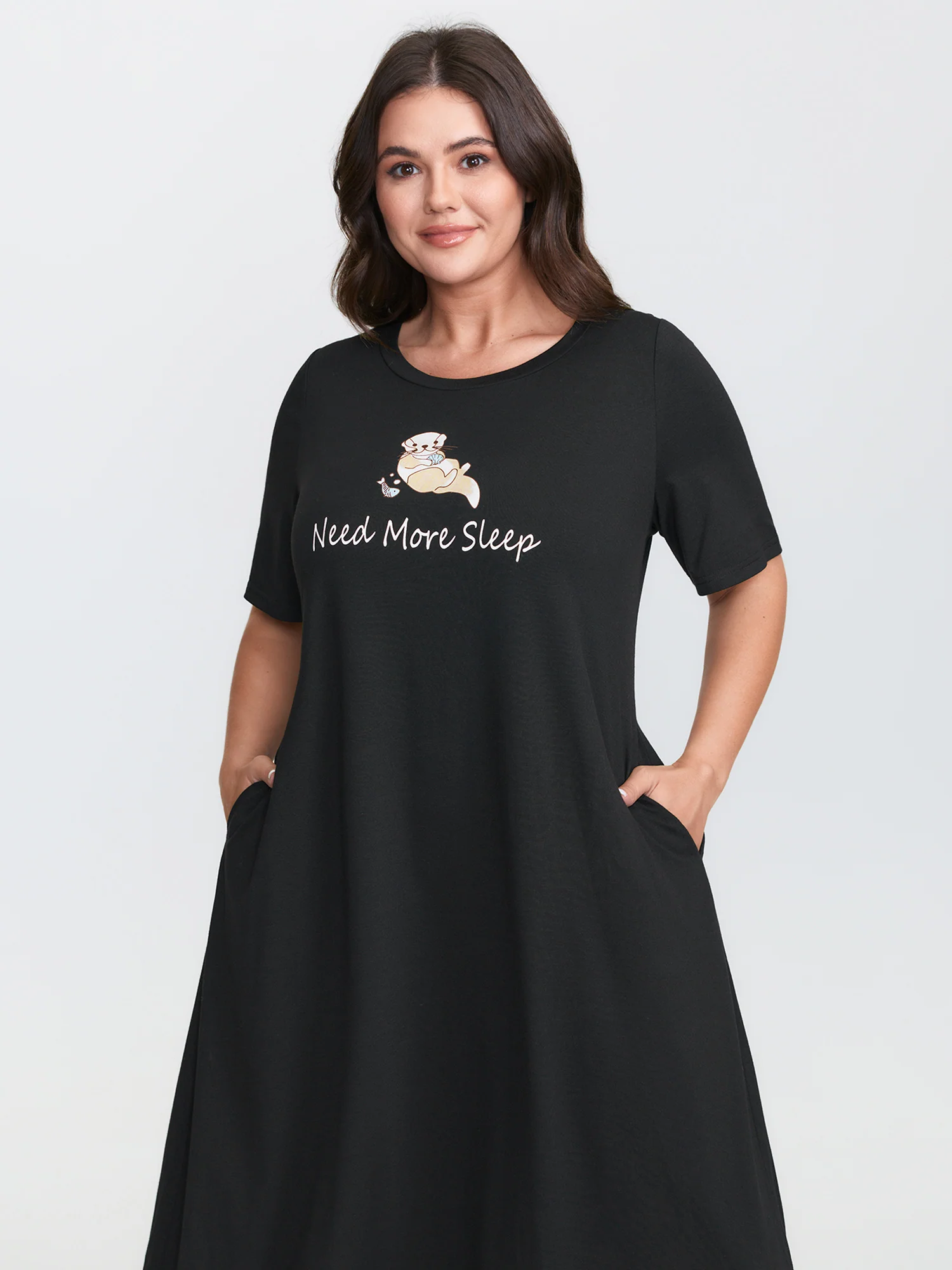 Ultra-Comfort Stretchy Otter Print Lounge Dress