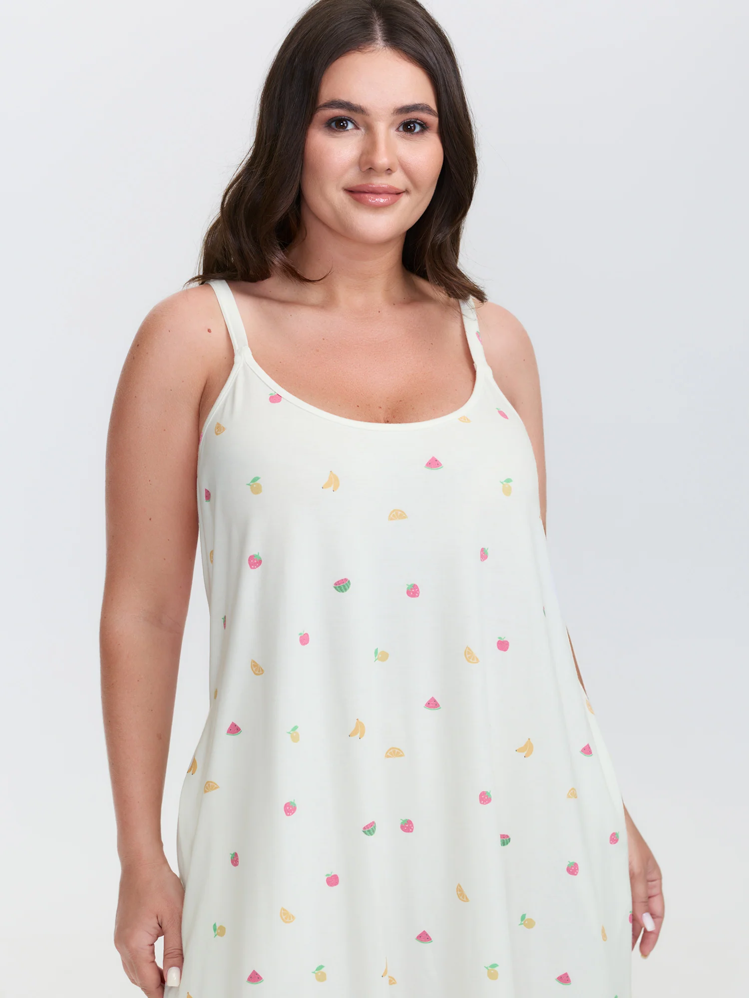 Fruity Print Stretchy Cami Lounge Dress