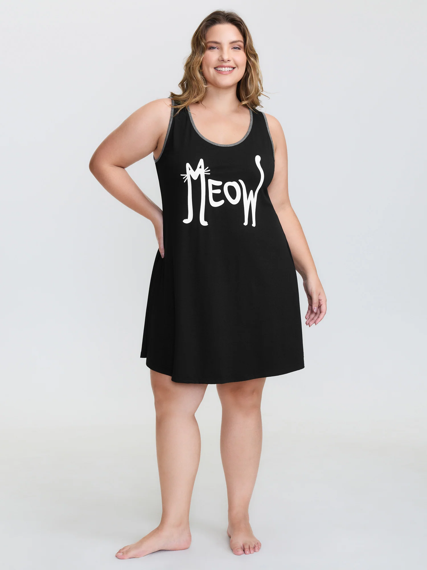 Meow Print Color Contrast Lounge Dress