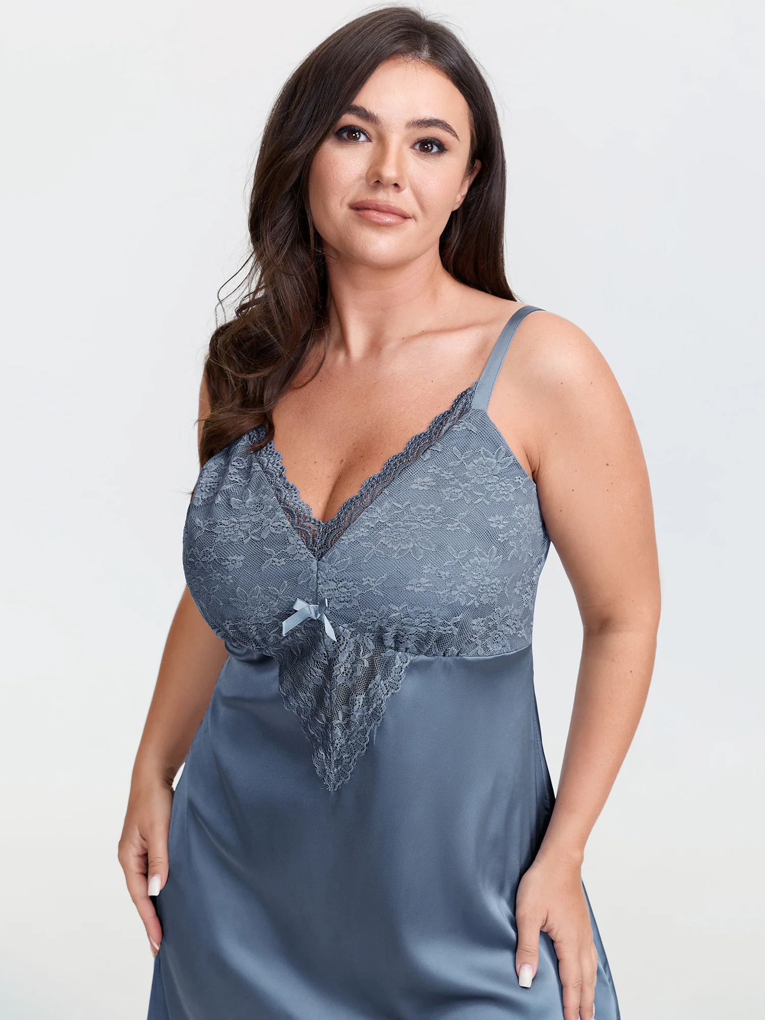 Satin Lace Detail Lounge Dress