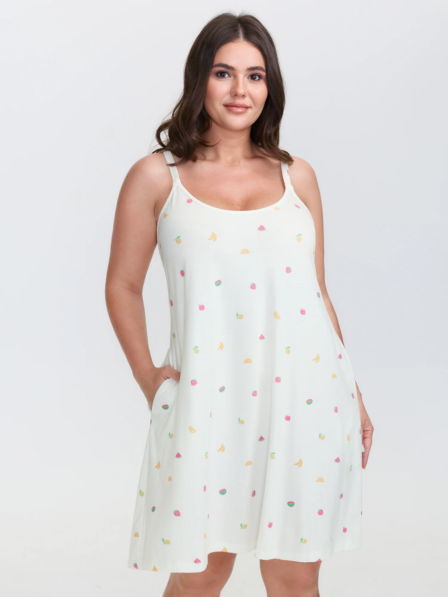 Fruity Print Stretchy Cami Lounge Dress