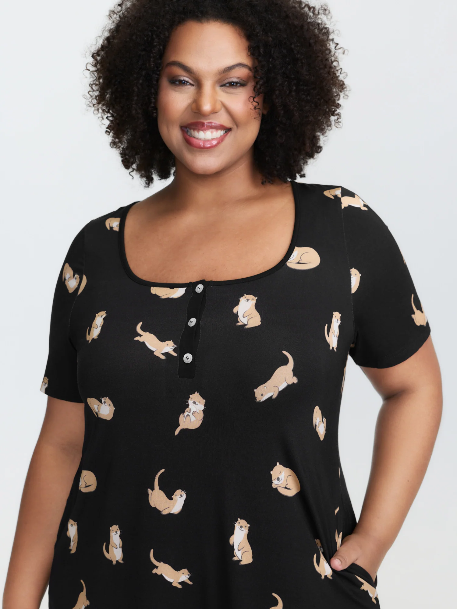 Otter Print Stretchy Lounge Dress
