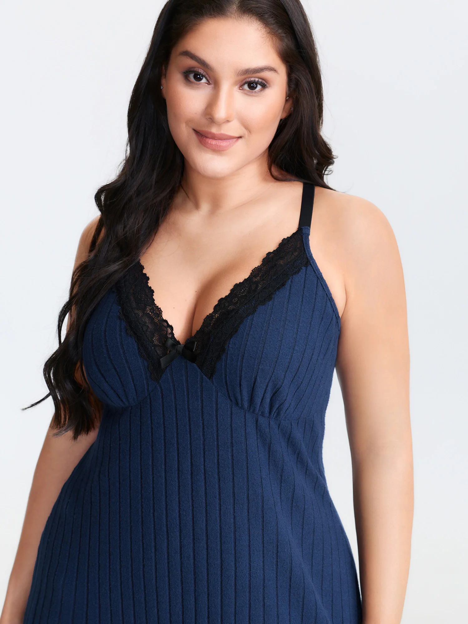 Night-In Lace Trim Crossover Strap Sleep Dress