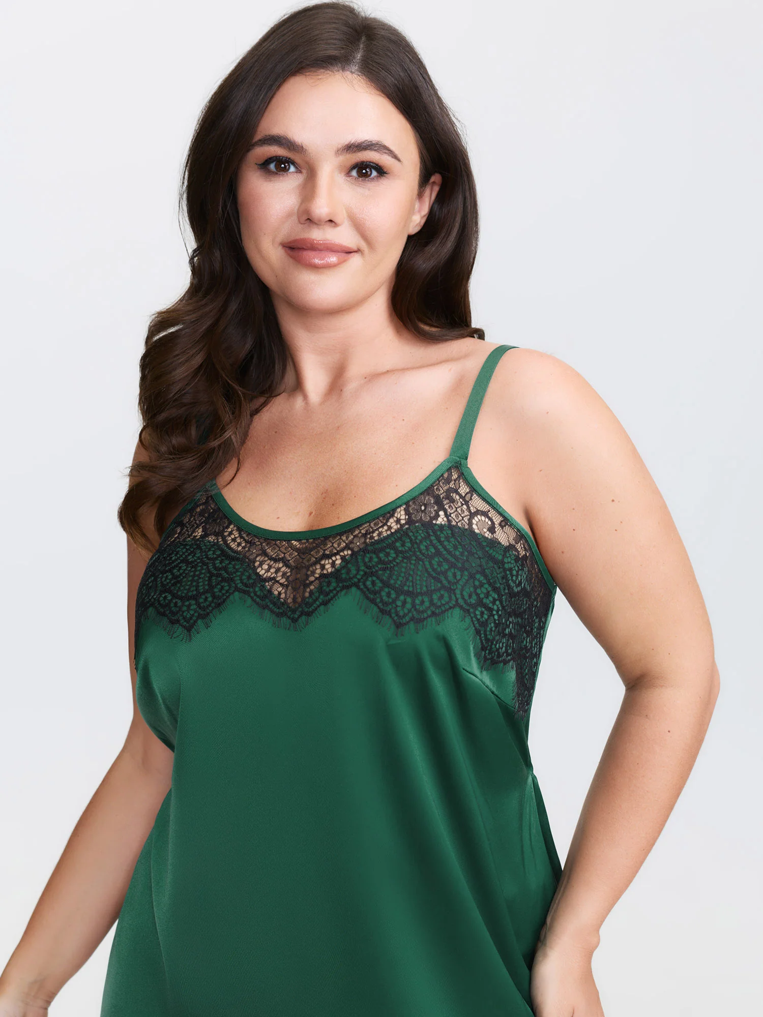 Satin Sheer Lace Adjustable Sleep Dress