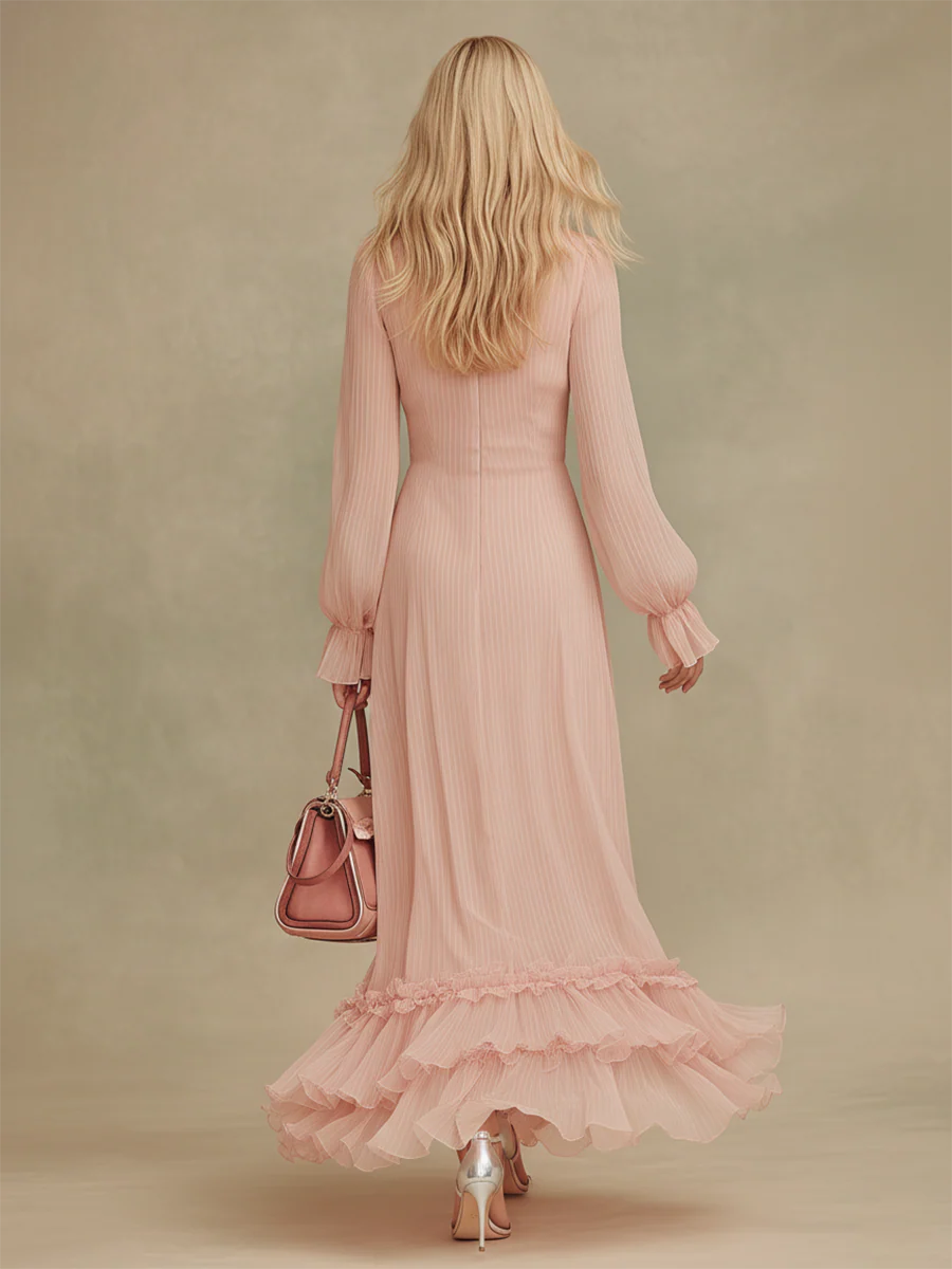 Elegant And Comfortable V-neck Chiffon Maxi Dress