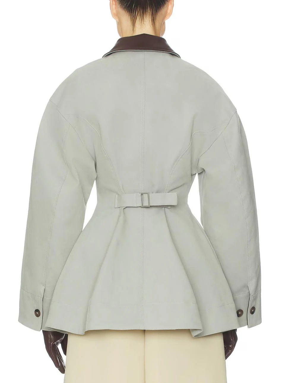 Light Grey Oversized Cropped PU Jacket