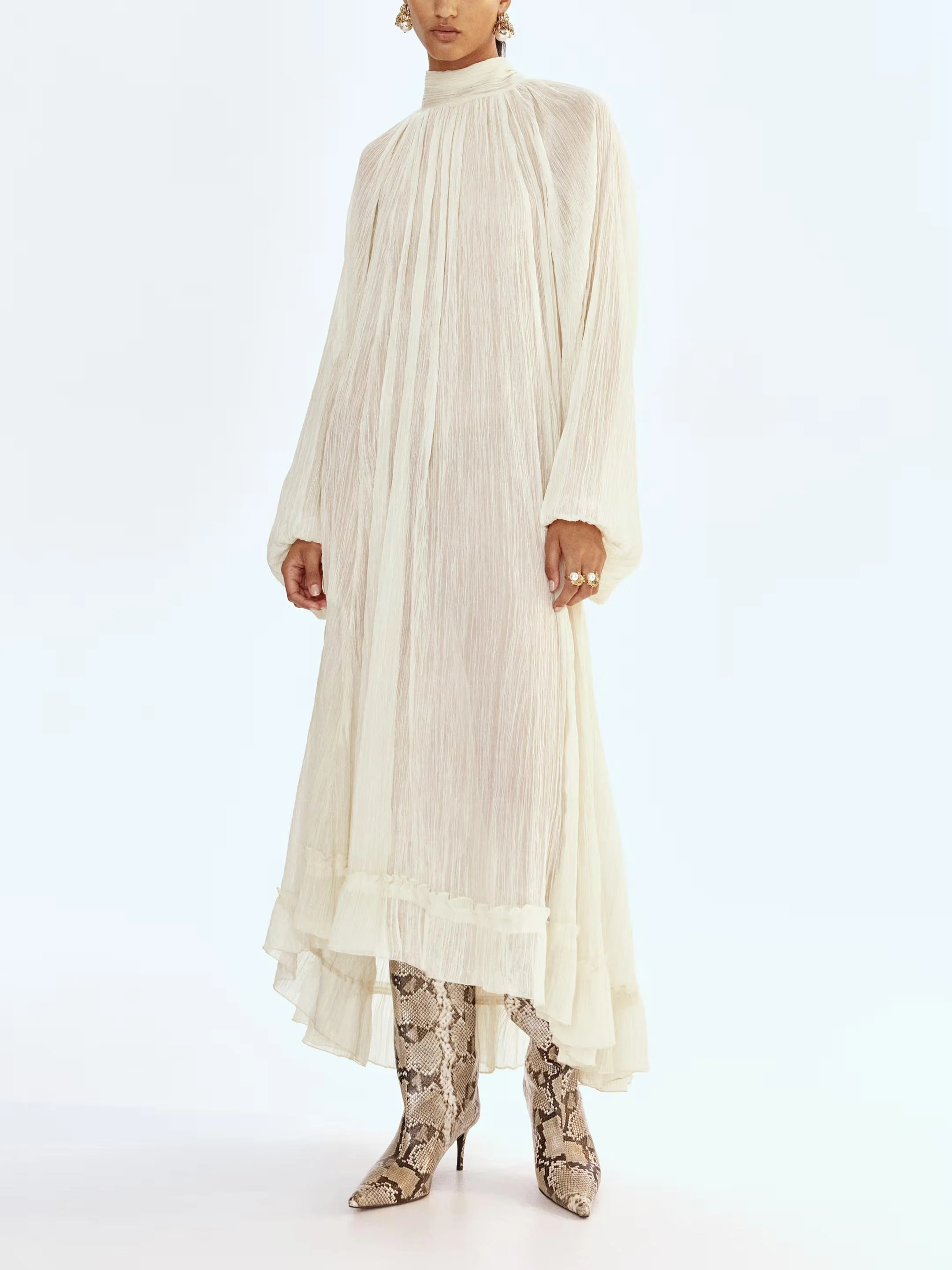 Textured High Neck Maxi Dress