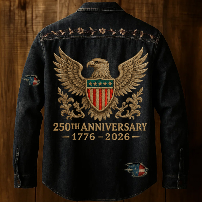 US Retro 250th Anniversary Print Long Sleeve Shirt