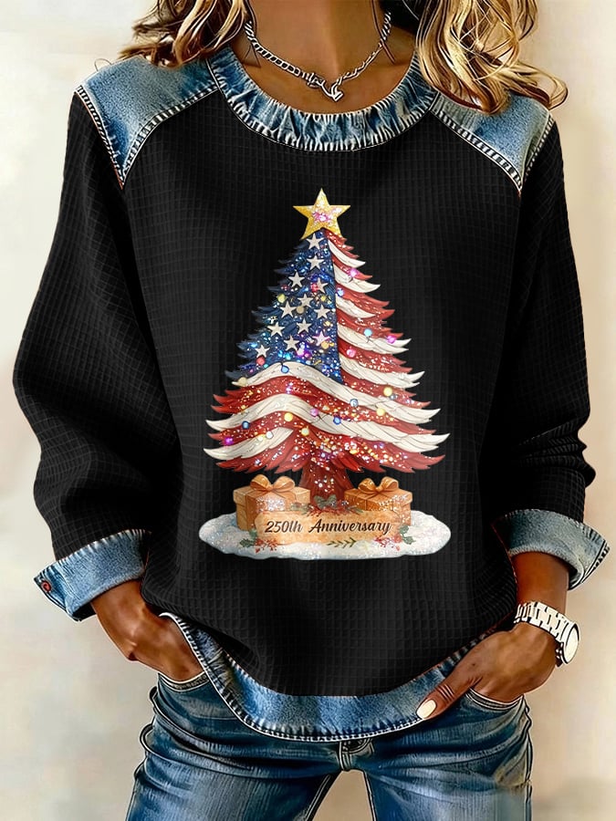 Retro Patriotic Christmas 1776–2026 250th Anniversary Print Sweatshirt