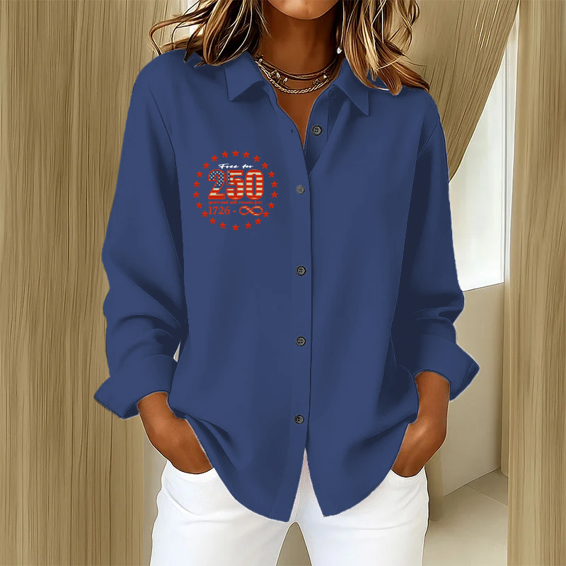 US 250th Anniversary Women's Printed Casual Long Sleeve Shirt