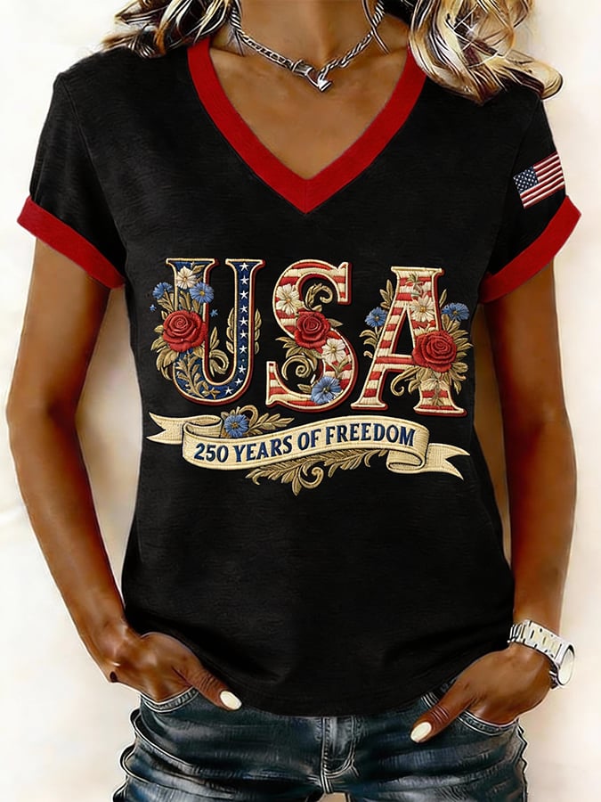 Women's Vintage America 250th Anniversary Print T-Shirt