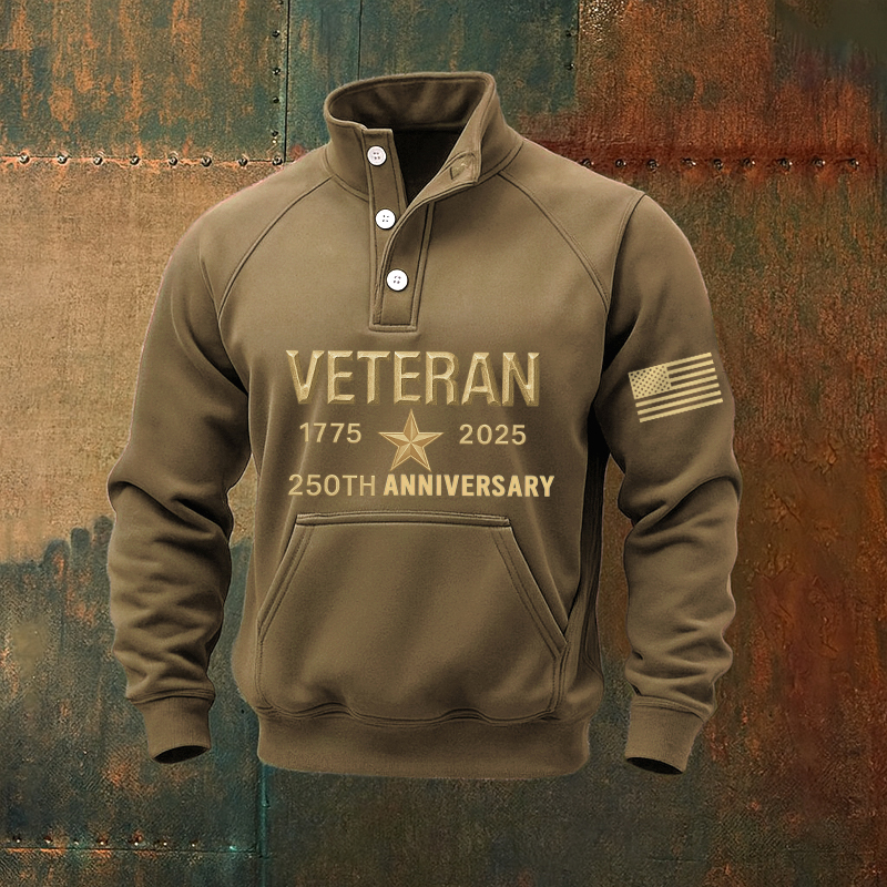 US Veteran 250th Anniversary Print Casual Men's Sweatshirt