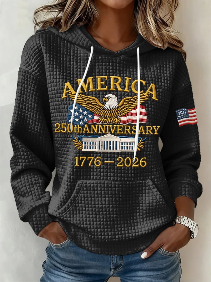 Women'S Casual Hoodie With American 250th Anniversary Print.